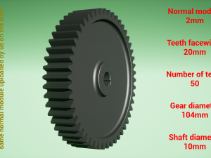 Cylindrical gear - paired - z50 m2 D104 d10 3D-Druckmodell