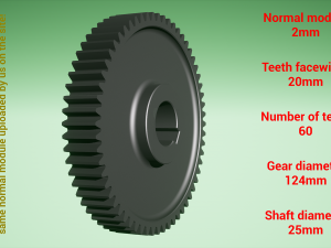 Cylindrical gear - paired - z60 m2 D124 d25 3D Baskı Modeli