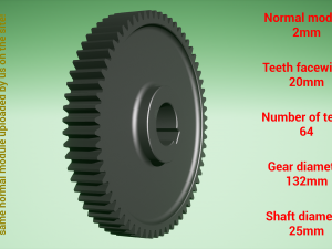 Cylindrical gear - paired - z64 m2 D132 d25 3Dプリントモデル