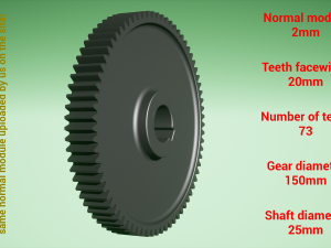 Cylindrical gear - paired - z73 m2 D150 d25 3D-printmodel