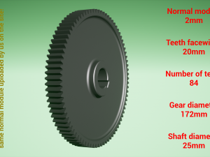 Cylindrical gear - paired - z84 m2 D172 d25 3D 打印模型