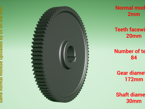 Cylindrical gear - paired - z84 m2 D172 d30 3D Print Model