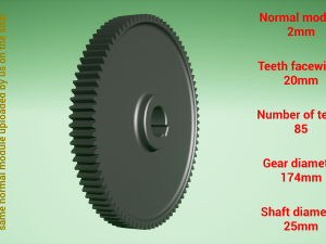 Cylindrical gear - paired - z85 m2 D174 d25 3D Print Model