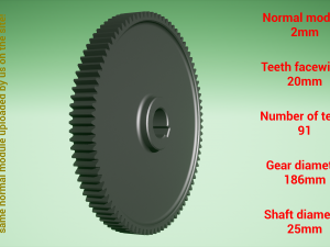Cylindrical gear - paired - z91 m2 D186 d25 3D Print Models