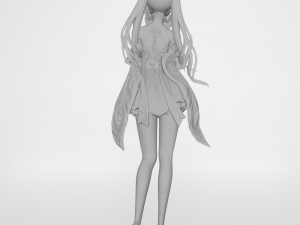 Keqing - genshin impact fanart Modèles 3D en vedette