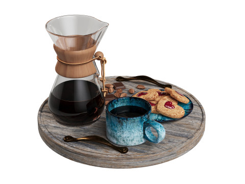 Chemex on a tray Model 3D