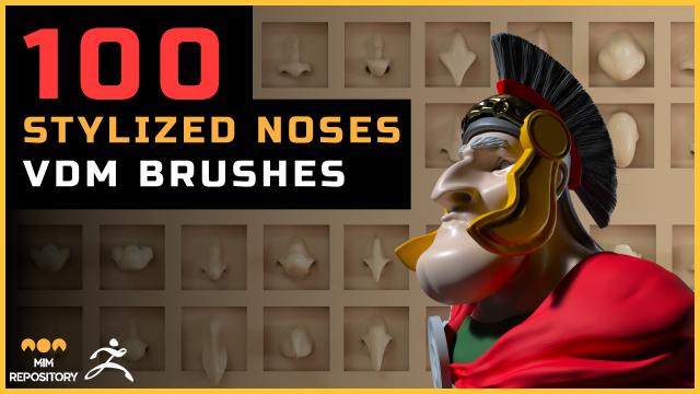 100 ZBrush VDM Stylized nose brushes Modello 3D .c4d .max .obj .3ds .fbx .stl .blend 