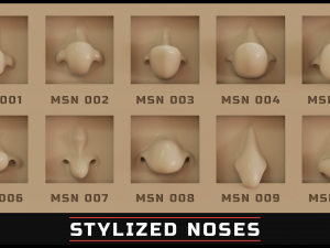 100 ZBrush VDM Stylized nose brushes Modello 3D