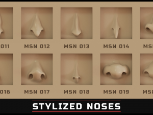 100 ZBrush VDM Stylized nose brushes Modello 3D