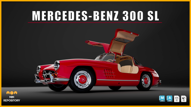 Mercedes-Benz 300 SL 3D Модель .c4d .max .obj .3ds .fbx .stl .blend 