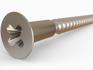 Phillips Flat Head Wood Screw 3D Model