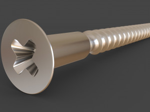 Phillips Flat Head Wood Screw 3D Model