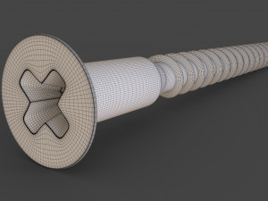 Phillips Flat Head Wood Screw 3D Model