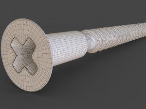 Phillips Flat Head Wood Screw 3D Model