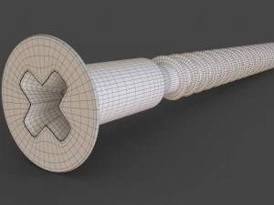 Phillips Flat Head Wood Screw 3D Model