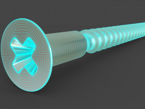 Phillips Flat Head Wood Screw 3D Model