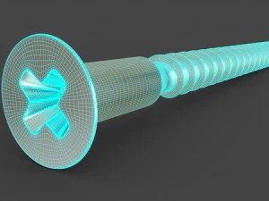 Phillips Flat Head Wood Screw 3D Model