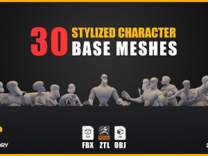30 Stylized Character Base MeshesVOL 1 3D 模型