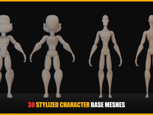 30 Stylized Character Base MeshesVOL 1 3D Model