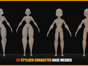 30 Stylized Character Base MeshesVOL 1 3D Model
