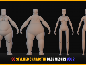 30 Stylized Character Base Meshes VOL 2 3D Модель