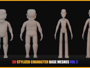 30 Stylized Character Base Meshes VOL 2 3D Модель