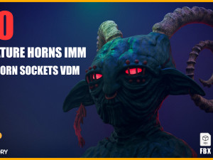 50 Creature Horns IMM 10 Horn Sockets VDM 3D 模型
