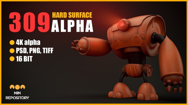 309 Hardsurface Alpha CG Текстуры .c4d .max .obj .3ds .fbx .stl .blend 