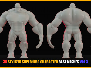 30 Stylized Superhero Character Base Meshes - VOL 3 3Dモデル