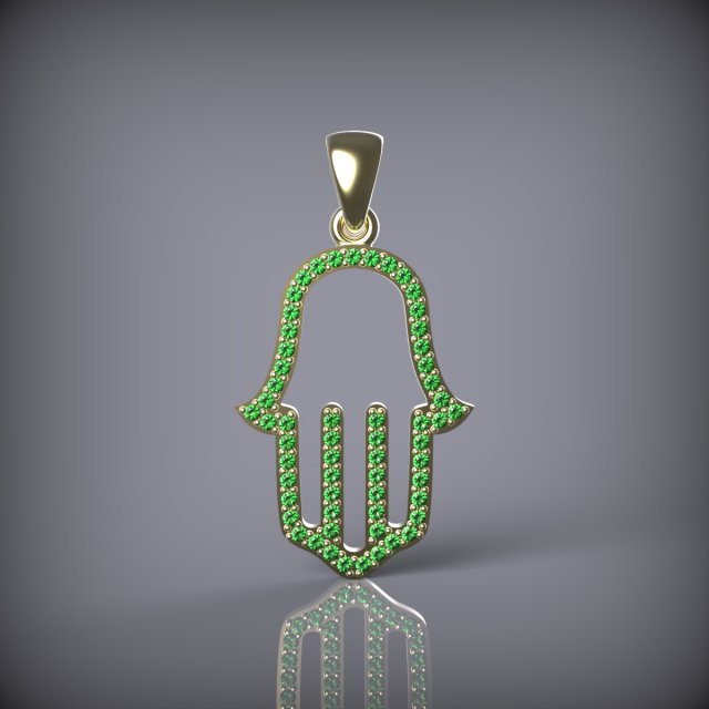 Pendant Hamsa 3D Модель .c4d .max .obj .3ds .fbx .stl .blend 