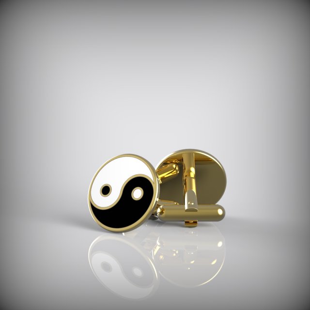 Yin and Yang cufflinks 3D Model .c4d .max .obj .3ds .fbx .stl .blend 