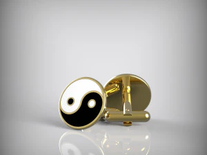 Kancing manset Yin dan Yang Model 3D