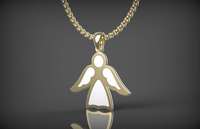 Pendant Angel with enamel 3D Model .c4d .max .obj .3ds .fbx .stl .blend