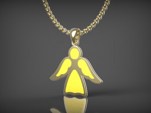 Pendant Angel with enamel 3D Model