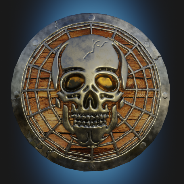 Stylized death shield PBR low-poly game ready 3D Model .c4d .max .obj .3ds .fbx .stl .blend 