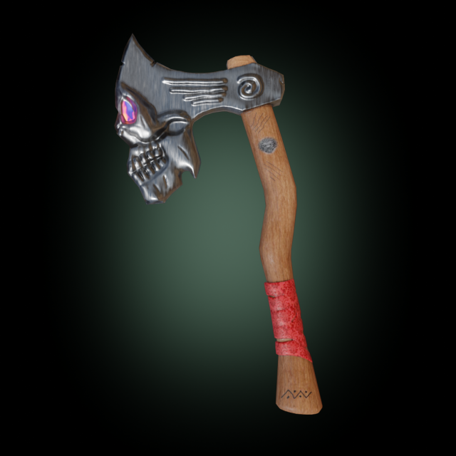 Stylized skull axe PBR low-poly game ready 3D 모델 .c4d .max .obj .3ds .fbx .stl .blend 