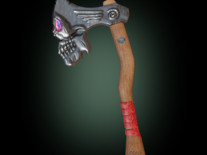 Stylized skull axe PBR low-poly game ready 3D Model