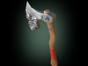 Stylized skull axe PBR low-poly game ready 3D 모델
