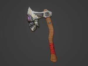 Stylized skull axe PBR low-poly game ready 3D 모델
