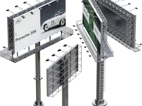 Street And Road Billboard set 3D Model