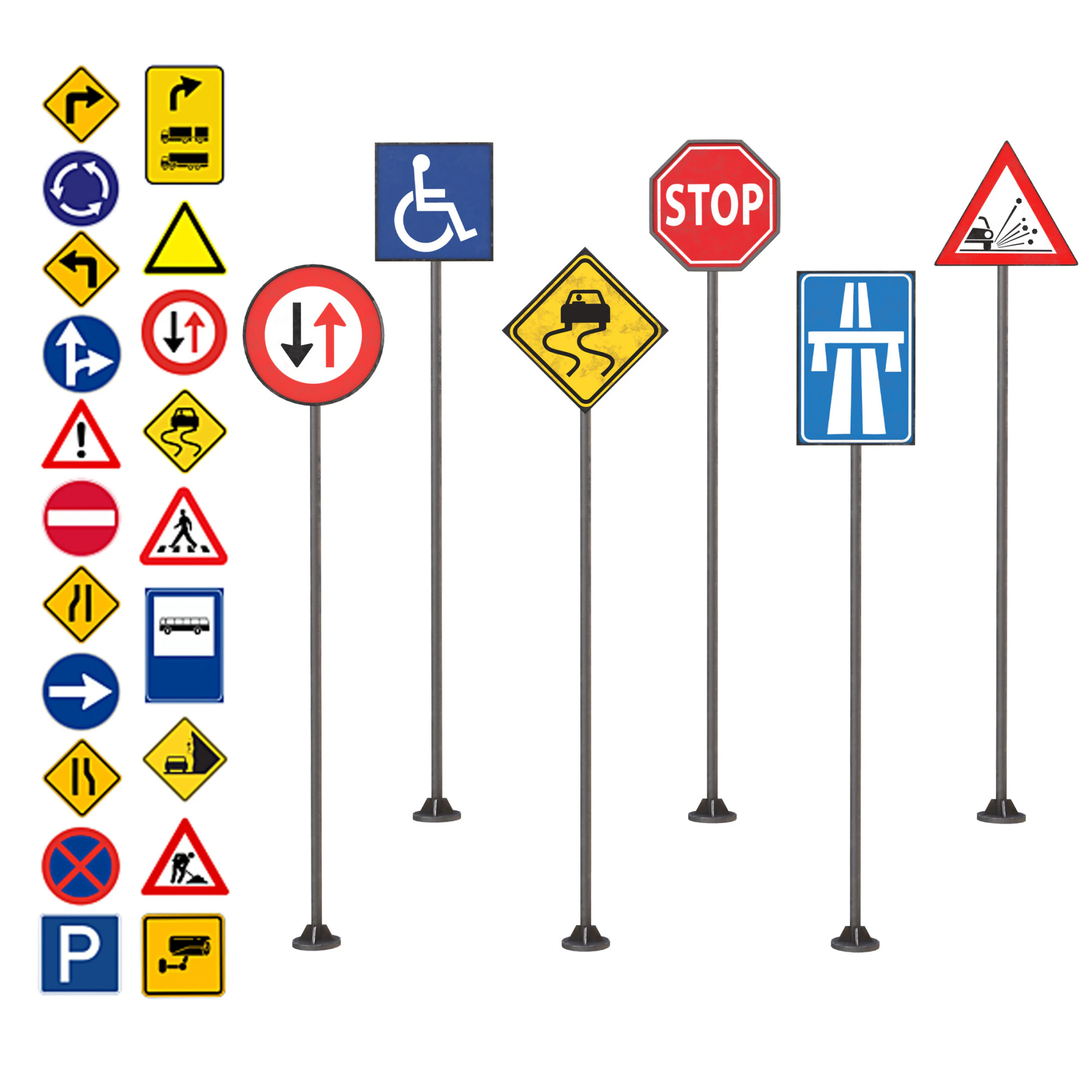 Street Sign-set 01 3D Model .c4d .max .obj .3ds .fbx .stl .blend 