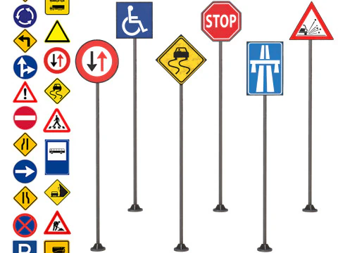 Set Rambu Jalan 01 Model 3D