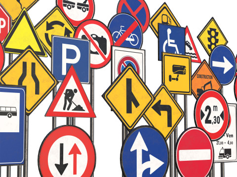 Street Sign-set 01 3D 模型