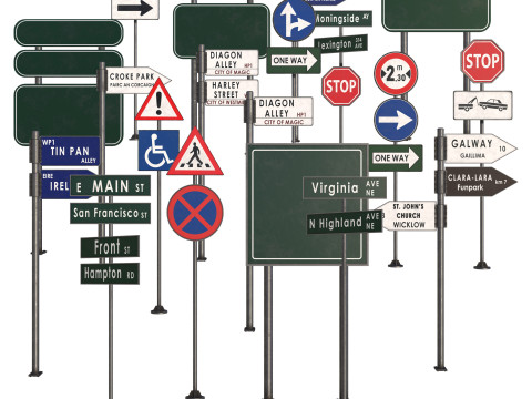 Street Sign-set 02 3D मॉडल