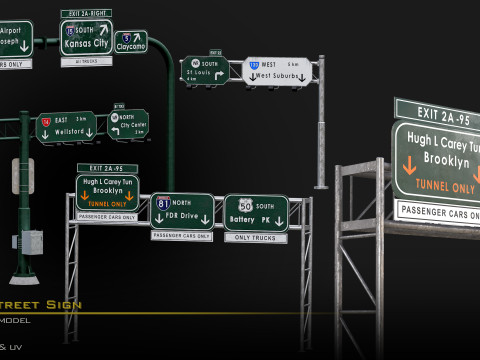 Highway Street Sign Model 3D