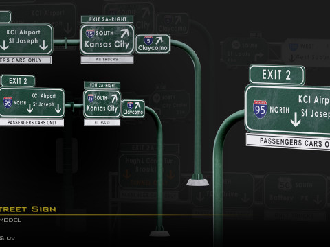 Highway Street Sign 3Dモデル