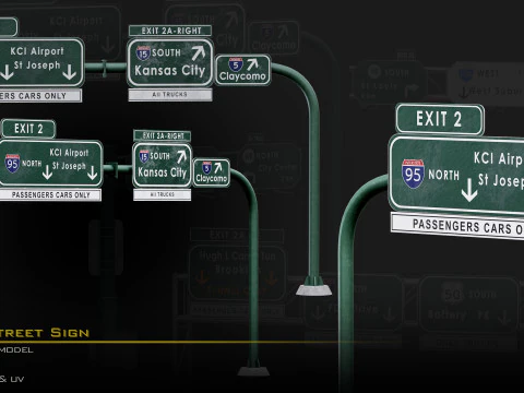 Highway Street Sign 3D Model
