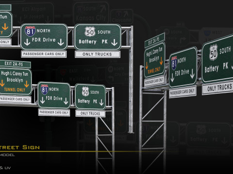 Highway Street Sign 3Dモデル