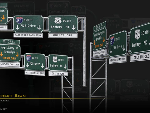 Highway Street Sign 3D Model