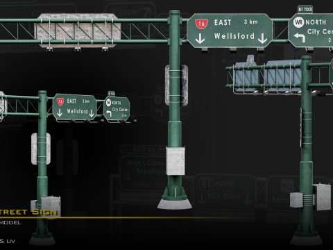 Highway Street Sign 3Dモデル